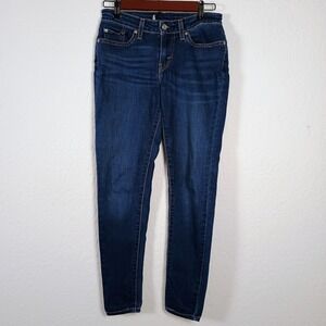 Womens Levi's Skinny Jeans Size 28x30 Blue Dark Wash Stretch Denim
